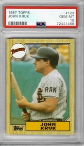 1987 Topps #123 John KRUK - PSA 10+++ RC Padres