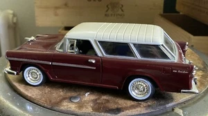 1955 Dusk Rose Red Chevy Bel Air Nomad Motor Max Diecast 1:24 Scale 8" - Picture 1 of 8