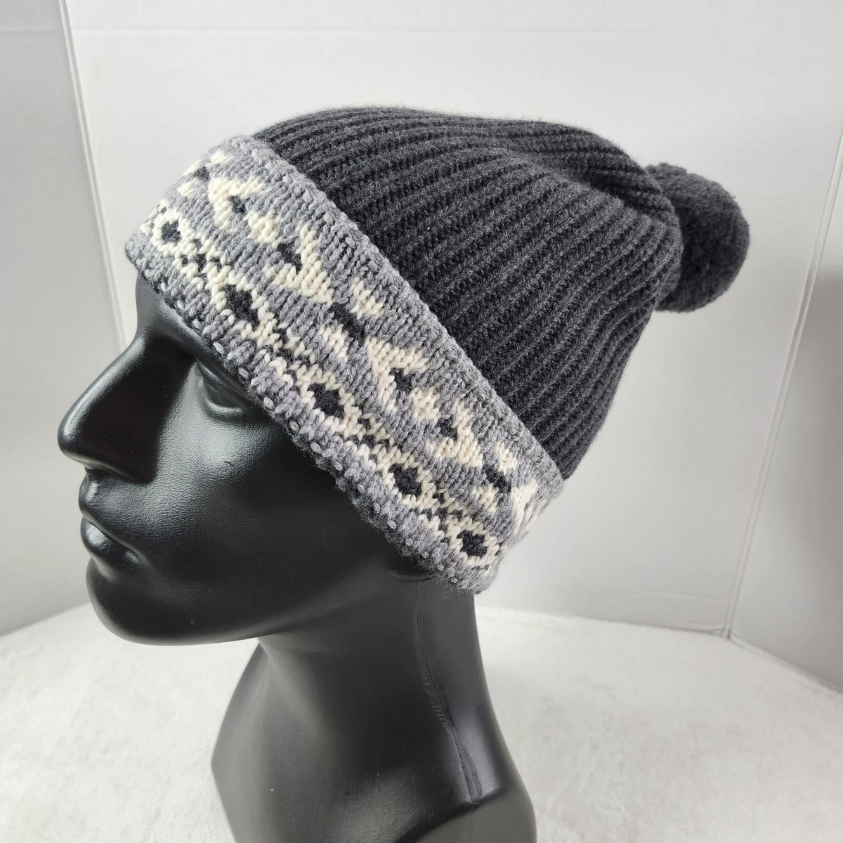 Smartwool Merino Wool Blend Beanie Tassel Pom Pom Hat Grey Fair Isle Adult Cap Merino Fair Isle Pom Pom Beanie - Knitted Bobble Hat  main image 2