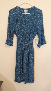 NWT Style & Co Dress Belted Pintuck Feminine 3/4 Sleeve Knee Length Dress, L - Picture 1 of 9