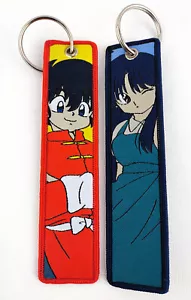 Ranma 1/2 Saotome Akane Tendo Anime Fabric Keychains Woven Patch Tags 5" New - Picture 1 of 5