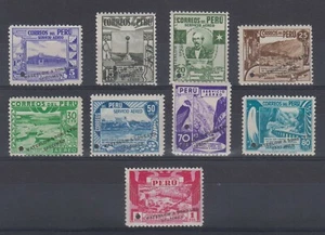 PERU 1938 Ausgabe SC C49-C57 PFECT PROOFS IN UNISSUED COLORS + "EXEMPLAR" MNH F,VF - Bild 1 von 1