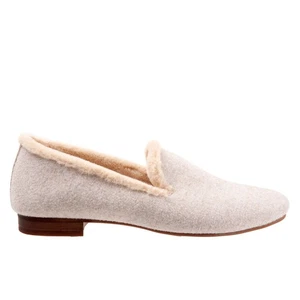 Trotters Glory T2160-156 Womens Beige Wide Leather Slip On Loafer Flats Shoes 9 - Picture 1 of 8