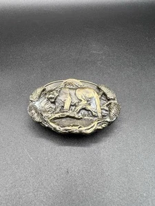 Vintage 1981 Bergamot Brass Works Mountain Lion Pewter Belt Buckle - Picture 1 of 6