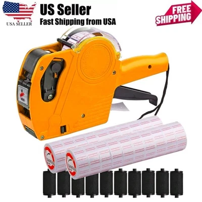 Pistola de etiquetas de precio de 8 dígitos con 10000 etiquetas adhesivas y marcador de recarga de 10 tinta amarillo Foto 1 de 4