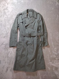 Vintage Military Jacket Mens 34 Olive US Army Green 274 Raincoat Trench Coat 70s - Picture 1 of 8