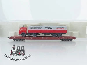 MG585 ESCALA N FLEISCHMANN 8274 VAGON PLATAFORMA CON CAMION de la DB - OVP - Imagen 1 de 11