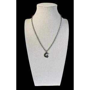 New Mystical Silver Kitty Cat Kitten on Crescent Moon Pendant Necklace - Picture 1 of 3