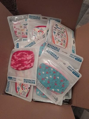 100+ Kids Face Masks Joblot | Washable Reusable | Fun Prints | Clearance Lot  - Image 1 of 4