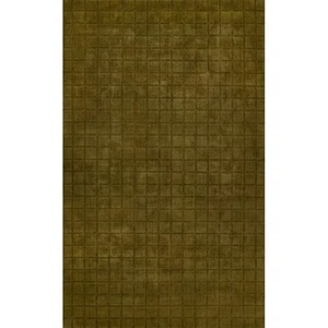 Handgetufteter olivgrüner Wollgitterteppich & handgefertigter Vorleger - Bild 1 von 6