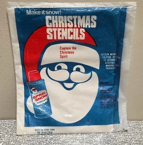 Vintage MAKE IT SNOW Weihnachten FENSTERSCHABLONEN für SPRAY SNOW NOS - Bild 1 von 8