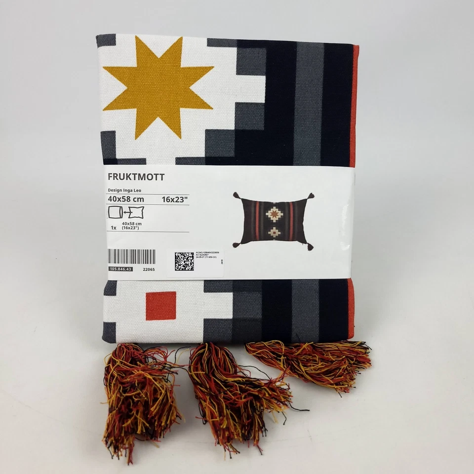 Ikea FRUKTMOTT BLACK/ORANGE-RED Cushion Covers 16" " 105.846.43