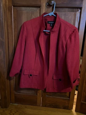 Red Perceptions jacket size 6 petite has shoulder pads and front pockets - Image 1 of 2