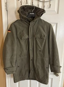 Parka invernale militare tedesco 82 vintage cappuccio zip/bottone fodera rimovibile taglia L - Foto 1 di 16