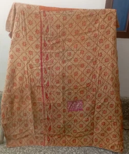 Coperta Copriletto Vintage Kantha Trapunta Indiana Fatto a Mano Ralli Gudari Cotone - Foto 1 di 2