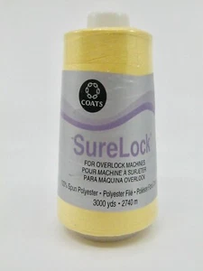 Coats & Clark SureLock Thread 3000 Yd Cone Yellow Spun Polyester Overlock Serger - Picture 1 of 2