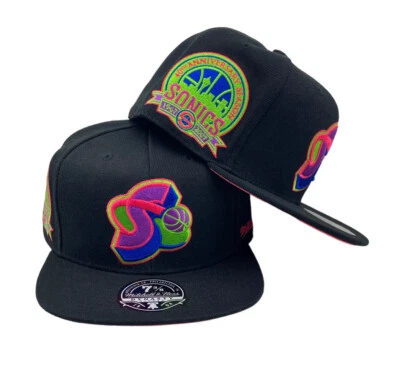 Seattle Supersonics Color Bomb Fitted HWC NBA Mitchell & Ness black hat cap - Image 1 of 4