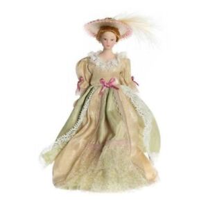 Dolls House Victorian Lady in Beige Gown Miniature People 1:12 Scale 
