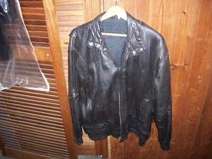 Black- Leather -Jacket- label -says -4- on -Fabrique Au Maroc - Picture 1 of 3