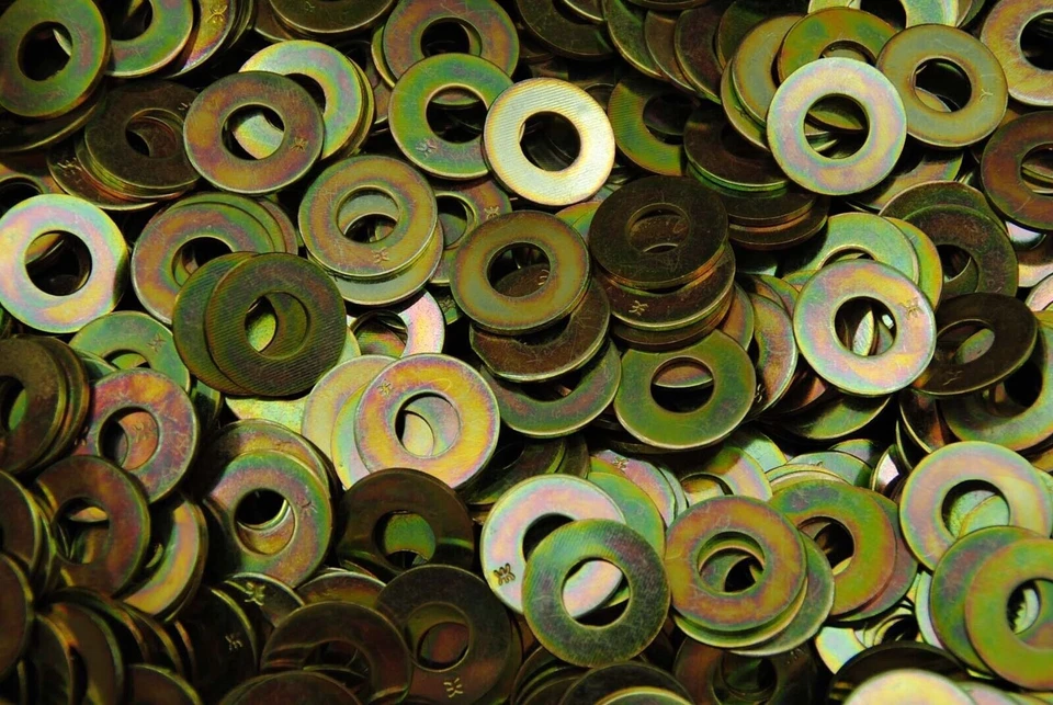 JCAPUSA 1/4" USS Flat Washers Grade 8 yellow zinc-100pcs