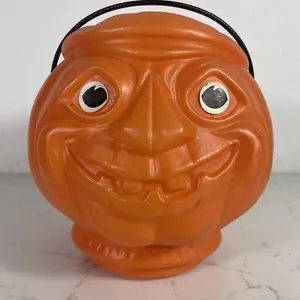 Vintage Halloween Kürbis Blasform Leckerli Eimer Eimer Vogelscheuche Playtoy Industries - Bild 1 von 9