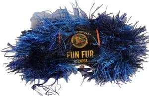 Lion Brand Yarn Fun Fur Deep Sea Blue Eyelash Knitting Crochet PARTIAL SKEIN - Picture 1 of 7