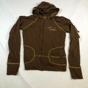Hard Rock Cafe Hoodie Girls L Brown Full Zip Thin Myrtle Beach Cotton Butterfly - Picture 1 of 4