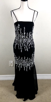 Платье женское Jovani 6 черно-белое вышитое официальное тихое роскошное элегантное классическое - Изображение 1 из 4