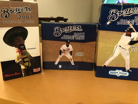 2007 Milwaukee Brewers Bobblehead Set Lot Fielder Hall Weeks Chorizo Retro SGA Cover