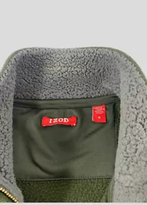 Chaqueta deportiva Izod para hombre mediana verde bosque cremallera completa forro polar bolsillos a presión - Imagen 1 de 11