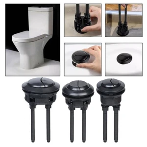 Botón de descarga de inodoro negro 38/48/58 mm doble inodoro reparación cabezal redondo baño - Imagen 1 de 48