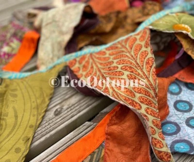 Handmade Bunting, Recycled Bunting, Boho Bunting, Orange Bunting, Funky Bunting - Image 1 of 4