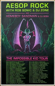 AESOP ROCK | HOMEBOY SANDMAN 2016 edición limitada ¡Póster de gira RARO! Rhymesayers Hip-Hop - Imagen 1 de 1