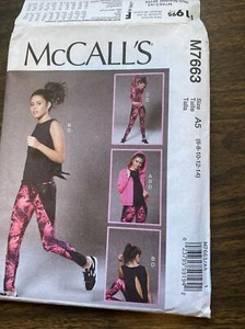 McCALL'S M7663  LADIES EXERCISE JACKET-TOPS-LEGGINGS PATTERN size 6-14  A5 - Picture 1 of 2
