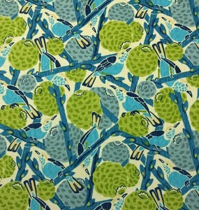 HGTV SUMMER BIRDS BLUEGREEN D4129 ABSTRACT BIRDS MULTIUSE FABRIC BY YARD 54"W - Picture 1 of 5