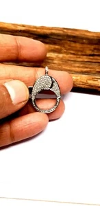 Pave Diamond Lobster Clasp 925 Sterling Silver Diamond Jewelry Findings. - Picture 1 of 12