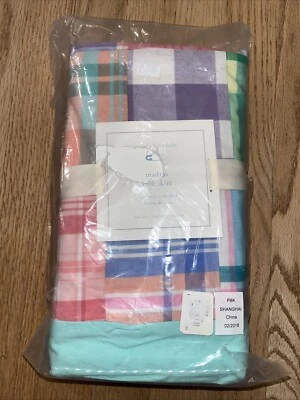Pottery Barn Kids Baby Organic Plaid Patchwork Madras Crib Skirt Pink - Image 1 of 2