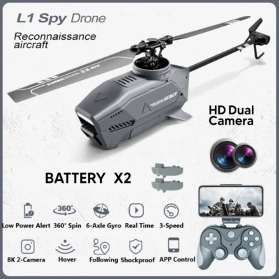 4DRC New L1 Spy Drone 2,4Ghz 8K HD Hélicoptère 6 axes Caméra 720P 4CH Batteries x2