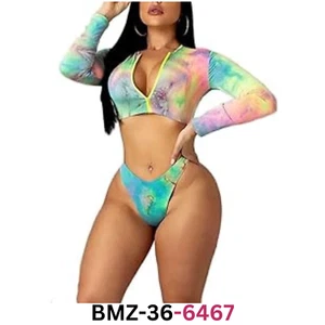 SIAEAMRG Long Sleeve Swimsuit for Women, 2 Pieces Sexy High Waisted Bikini, XL - Picture 1 of 8