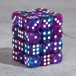 NEW Dice Cube Set of 36 D6 (12mm) - Galaxy Blue Purple - Picture 1 of 3