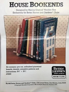 1989 BHG HOUSE BOOKENDS Painting Kit - Unfin Wood, Instructions, Pattern - NEW - Picture 1 of 6
