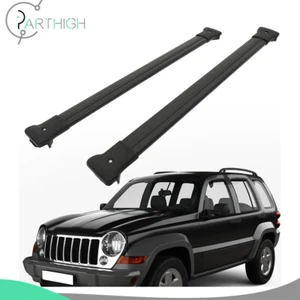 Roof Rack Cross Bar Black Cargo Luggage Carrier For 2002-2007 Jeep Liberty KJ - Picture 1 of 15