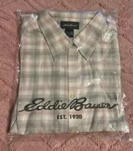 Eddie Bauer Women's Button - Up Long Sleeve Shirt 2X - White/Pink/Grey - NWT - Picture 1 of 9