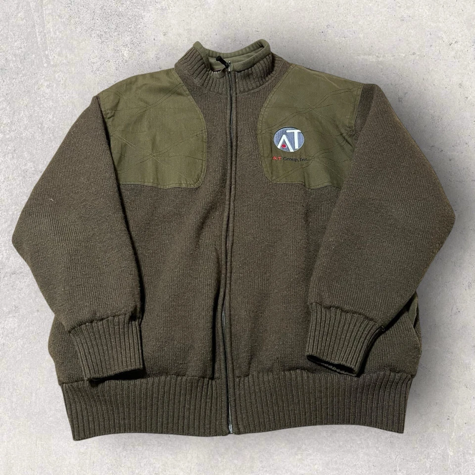 Vintage Orvis Military Sweater Mens Large Green Stretch Full Zip Wool Jacket - Image 1 of 4