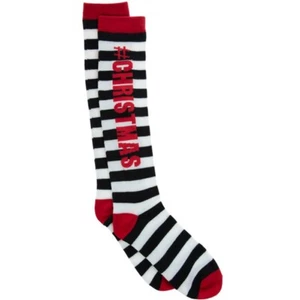 THE CHRISTMAS SHOPPE Adult's STRIPED CHRISTMAS KNEE HIGH SOCKS - One Size - Picture 1 of 1