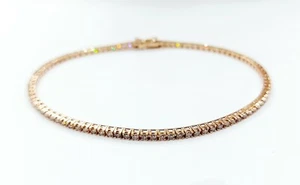 Bracciale modello Tennis con diamanti Brown lavorato in Oro Rosa 18kt 750% - Imagen 1 de 12