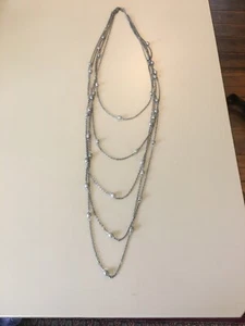 Silver Tone Long Multi-Strand Necklace - Picture 1 of 3