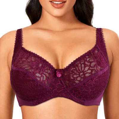 Sujetadores para mujer Sujetador de encaje sin relleno Lencería ropa interior suave Sujetador bralette talla grande Foto 1 de 4