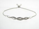 Sterling Silver White Topaz Adjustable Infinity Bracelet 925 8.7g 8.25 Inches