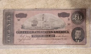 1863 The Confederate States of America $20 Twenty Dollar Note Minty - Picture 1 of 12